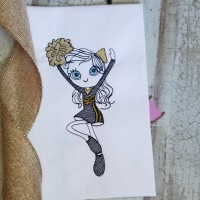 Cheerleader Machine Embroidery Design  - Sketch Stitch